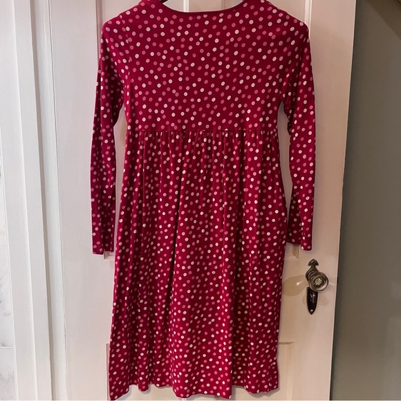 Girls Lands’ End red polkadot skater dress with side pockets - Picture 2 of 8